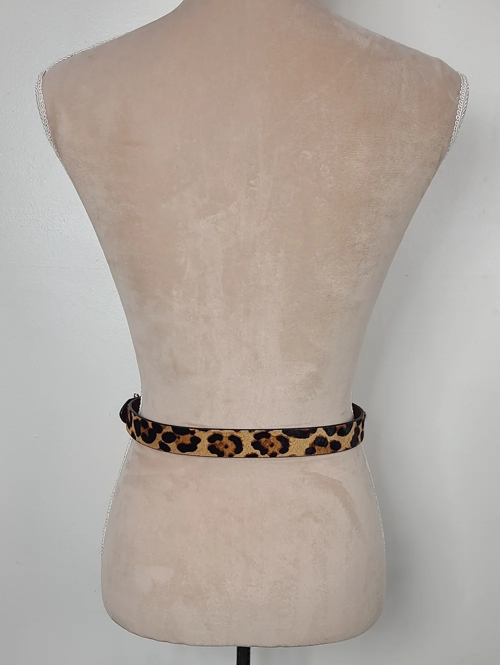 J. Crew Leopard Print Luxe Leather Calf Hair Belt Gold-Tone Buckle XS #L3620